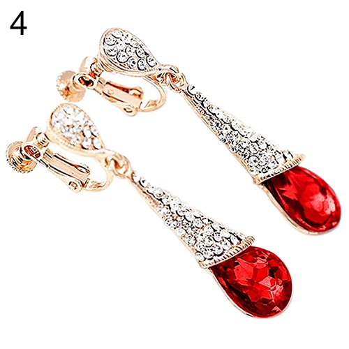 Hu Hu Hu Hu Hu Alat Bantu Pasang Kacamata♡ Anting Tusuk Gantung Desain Tetesan Air Hias Zircon / Berlian Imitasi Untuk Wanita