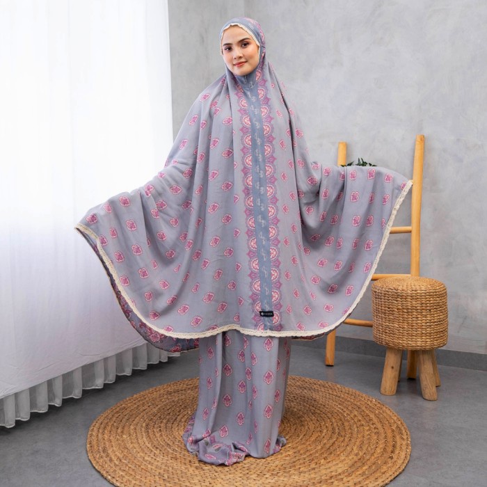 Mukena Zianisa Border Azana Series Allsize - Silver
