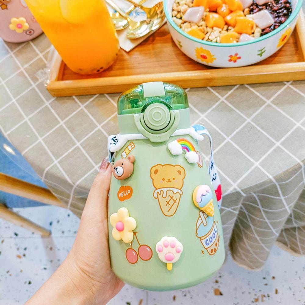 [Elegan] Termos Mug Kawaii Kopi Teh Portable Stainless Steel Insulated Cup Untuk Anak Perempuan Anak Thermos Flask