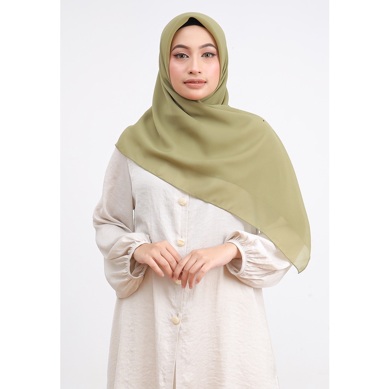 Umama Scarf - Kerudung Polos Segi Empat Potton Square-olive