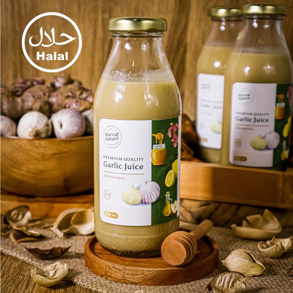 

PureNature Garlic Juice | Jus Bawang Putih Tunggal, Jahe Merah, Lemon, Cuka Apel dan Madu