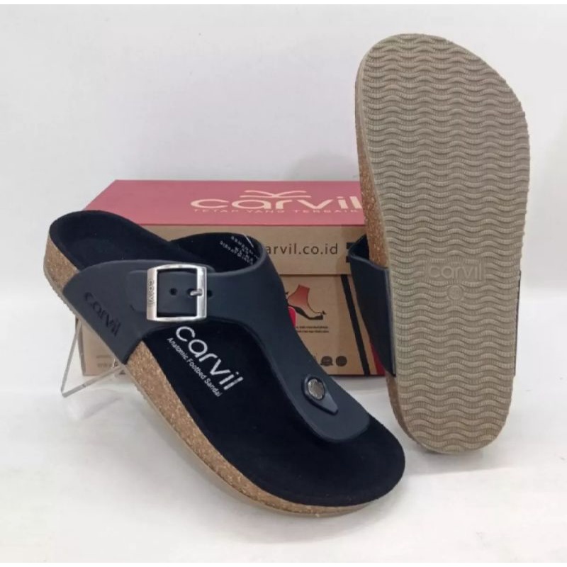 Sandal casual pria Carvil Benzo 01 Hitam original