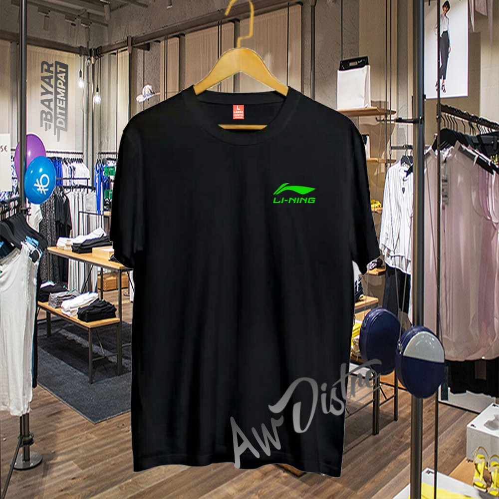 COD Baju Kaos Distro Lining Logo Neon Premium Quality Lengan Pendek Kaos Tulisan Kaos Kata-Kata Kaos Sablon