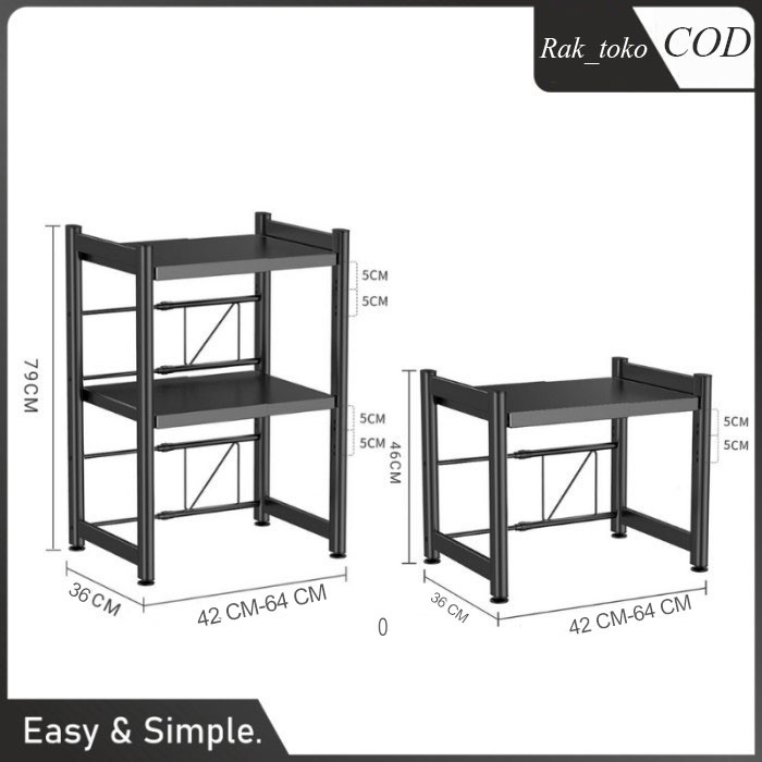 (COD)  Rak Dapur Multifungsi Penyangga Oven Microwave Rak Penyimpanan Bumbu Dan Alat Dapur 1/2 lapisan