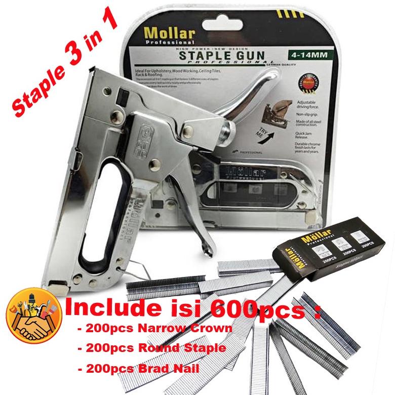 

((BISA COD)) Staple Gun Tembak Tacker Staples Stepler Hekter mollar 3in1 jok kulit kardus