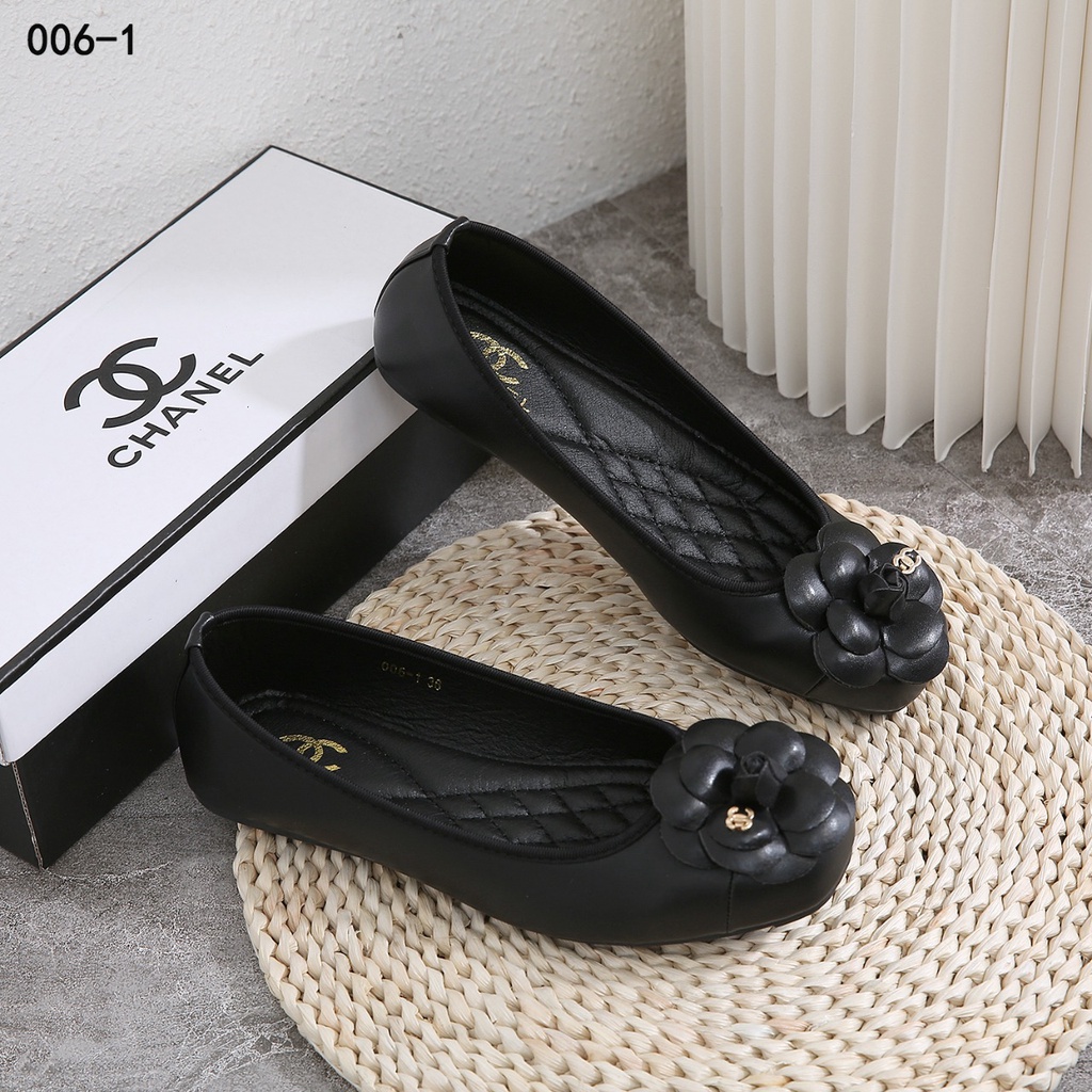 CH Leather Camellia Flat Shoes 006-1