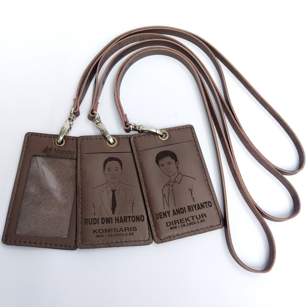 Id Card Holder - Name Tag Holder Kulit - Custom grafir - leather craft