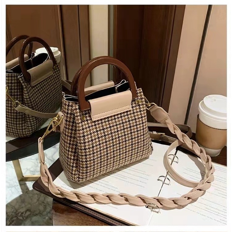 JK 906 1KG MUAT 2PCS TAS SELEMPANG WANITA IMPORT MOTIF HOUNDSTOOTH TALI JALIN SET 2 IN 1 FASHION IMPORT U4359 C8771 T943 Y1944 E6456