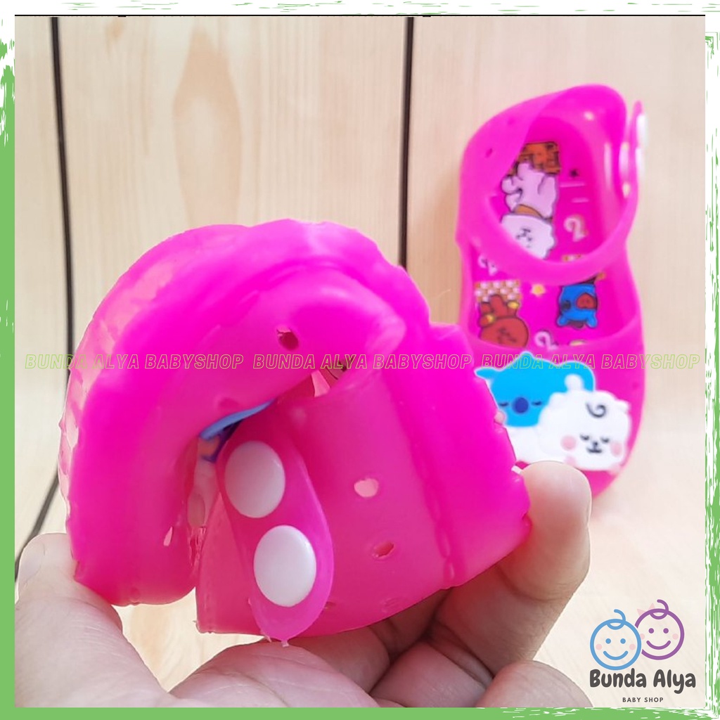 Sepatu Anak Perempuan Jelly LED Usia 6 Sampai 18 Bulan - Sepatu Anak Cewek Jelly Lampu Motif FANTA Sepatu Jelly Lentur Elastis Anti Licin Model Tali Sepatu LED Jelly Anak