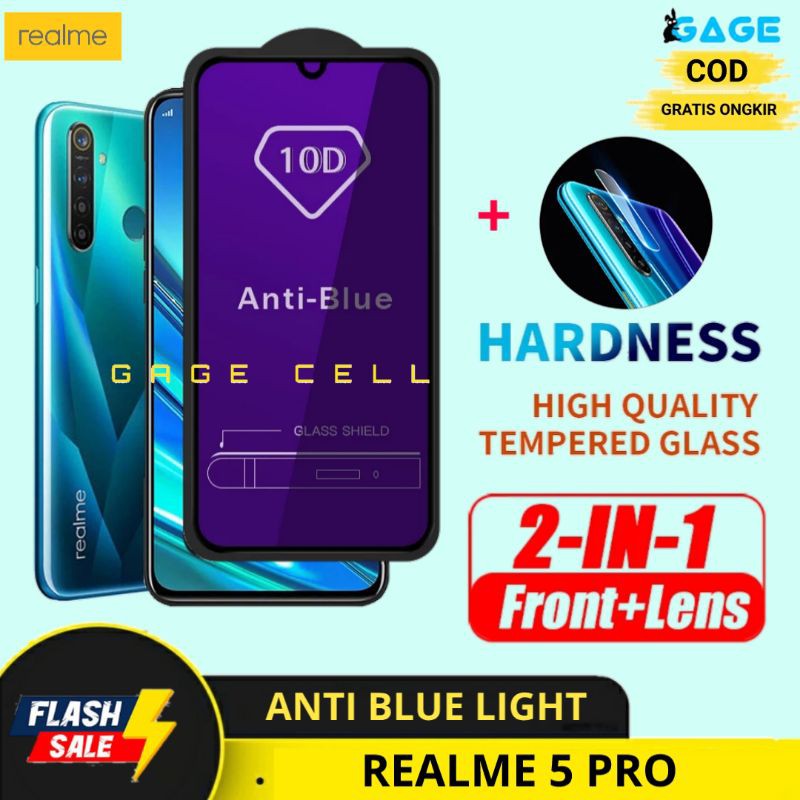 2IN1- TEMPERED GLASS ANTI BLUE LIGHT REALME 5 PRO TG ANTI GORES RADIASI REALMI 5PRO SCREEN PROTECTOR