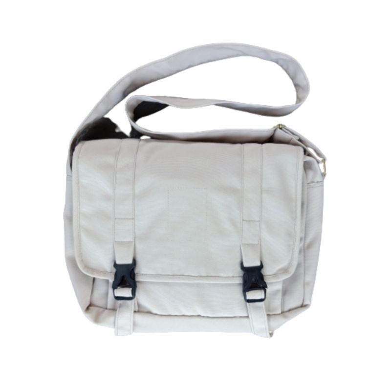 Tas selempang Cream/Hitam Canvas