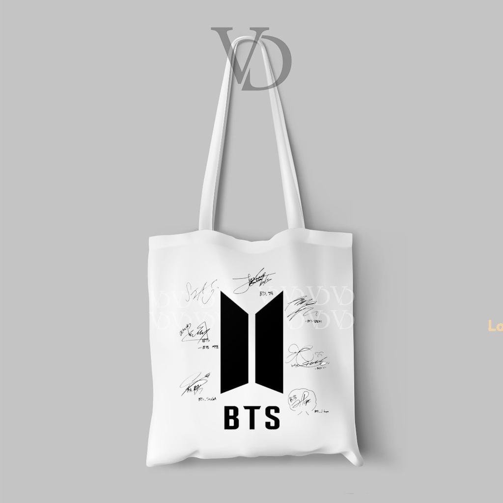 TOTE BAG BAHAN KANVAS MOTIF KOREAN signature / totebag kpop