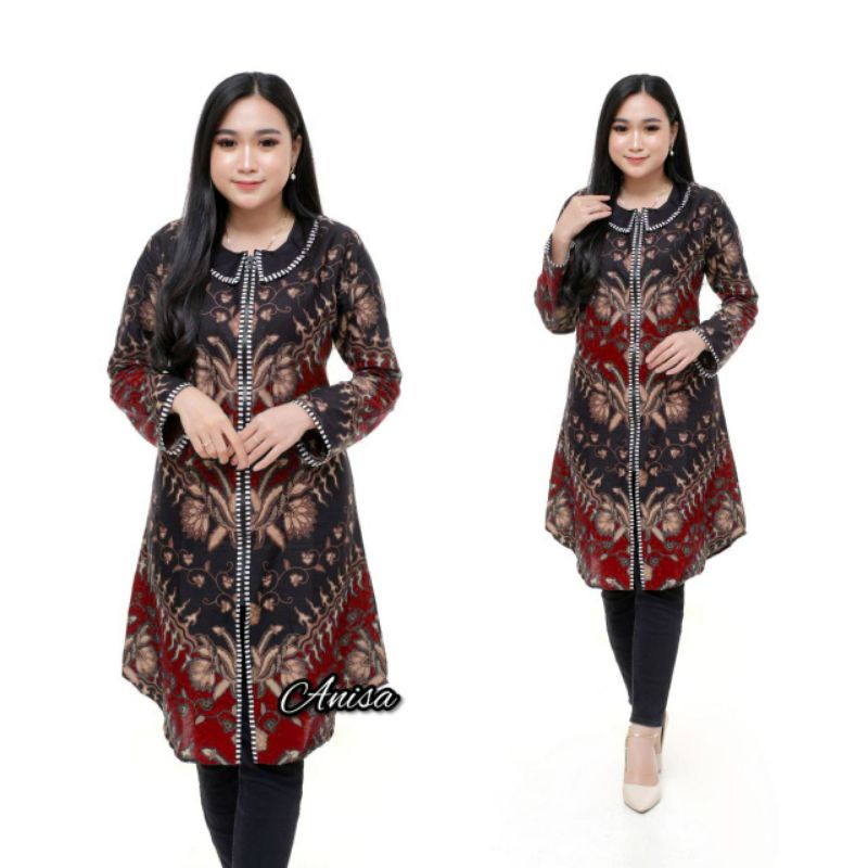 Batik Couple | Batik Couple Modern | Baju Batik Couple | Batik Tunik Couple-Tz. Keris merah