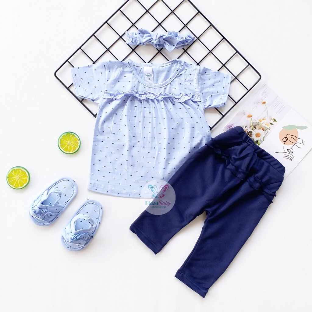 Plazababyku MX TRUE SET SANDAL setelan bayi motif bunga yang lucu free headband + sandal PART4