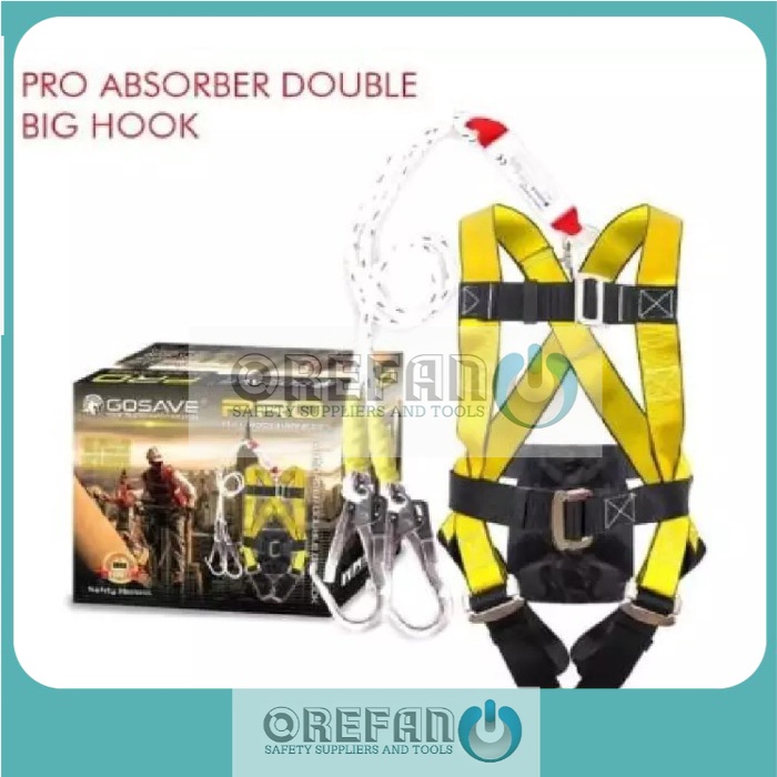 FULL BODY HARNESS SAFETY BELT ABSORBER GOSAVE PRO DOUBLE BIG HOOK