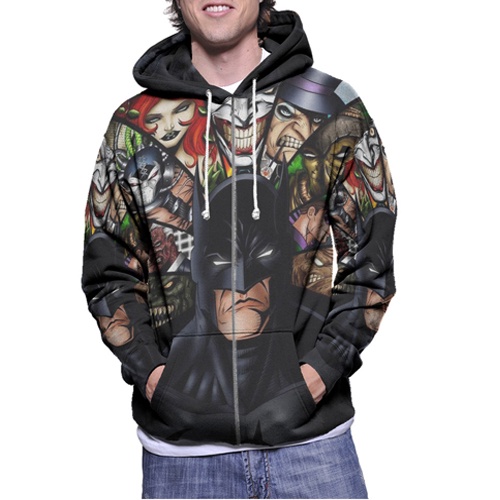 Jaket Hoodie Villains DC Comics Batman Hoodie Fullprint Casual Zipper Hoodie Fullprint New Casual Un