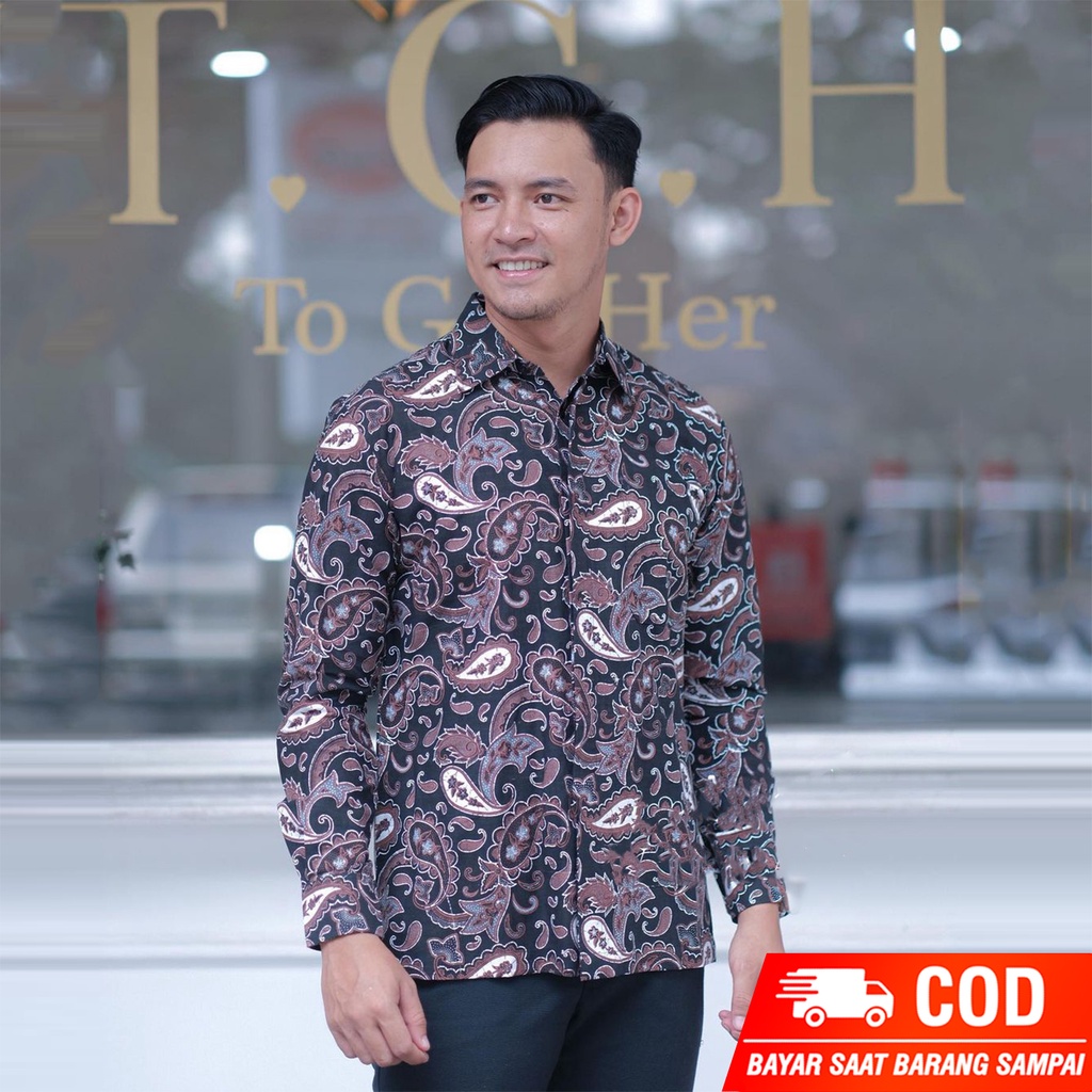 COD Kemeja batik lengan panjang kondangan Atasan pria casual termurah Outfit Sragam batik kantor nikahan karangtaruna termurah