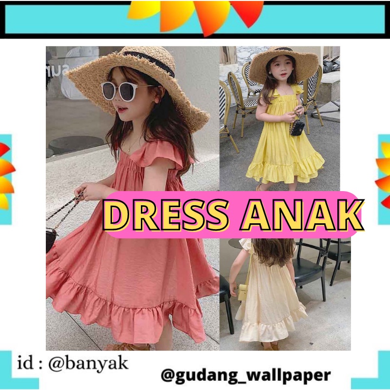 BAJU DRES DRESS DREES ANAK PEREMPUAN WANITA CEWEK POLOS WARNA SALEM UNTUK UMUR 5-6 TAHUN GAYA KOREA WARNA SALEM KEREN MURAH KECE BAGUS