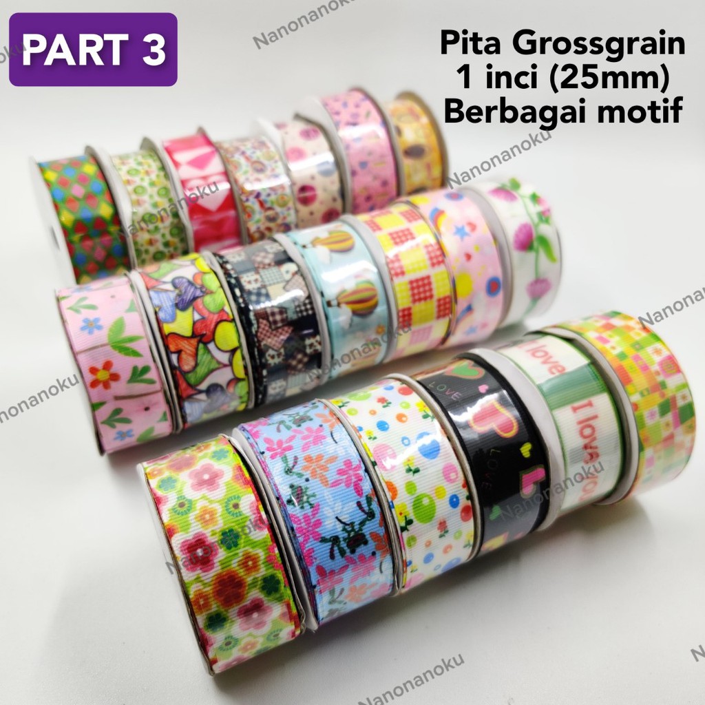 

[PART 3] Pita Grossgrain 1 inch (2,5 cm) Berbagai Motif