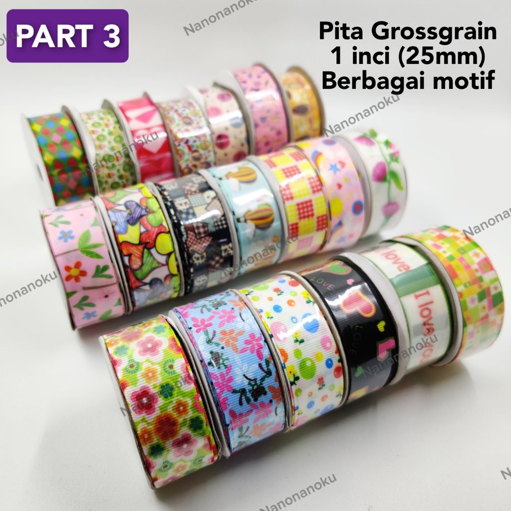 [PART 3] Pita Grossgrain 1 inch (2,5 cm) Berbagai Motif