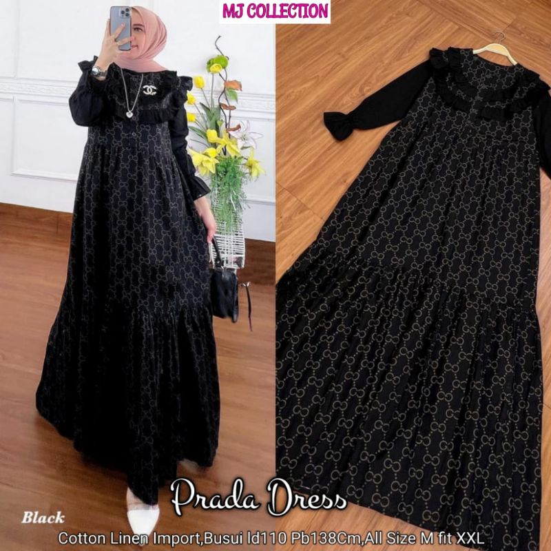 PRADA DRESS ORIGINAL PRODUK BY MJ COLLECTION BAJU GAMIS TERBARU