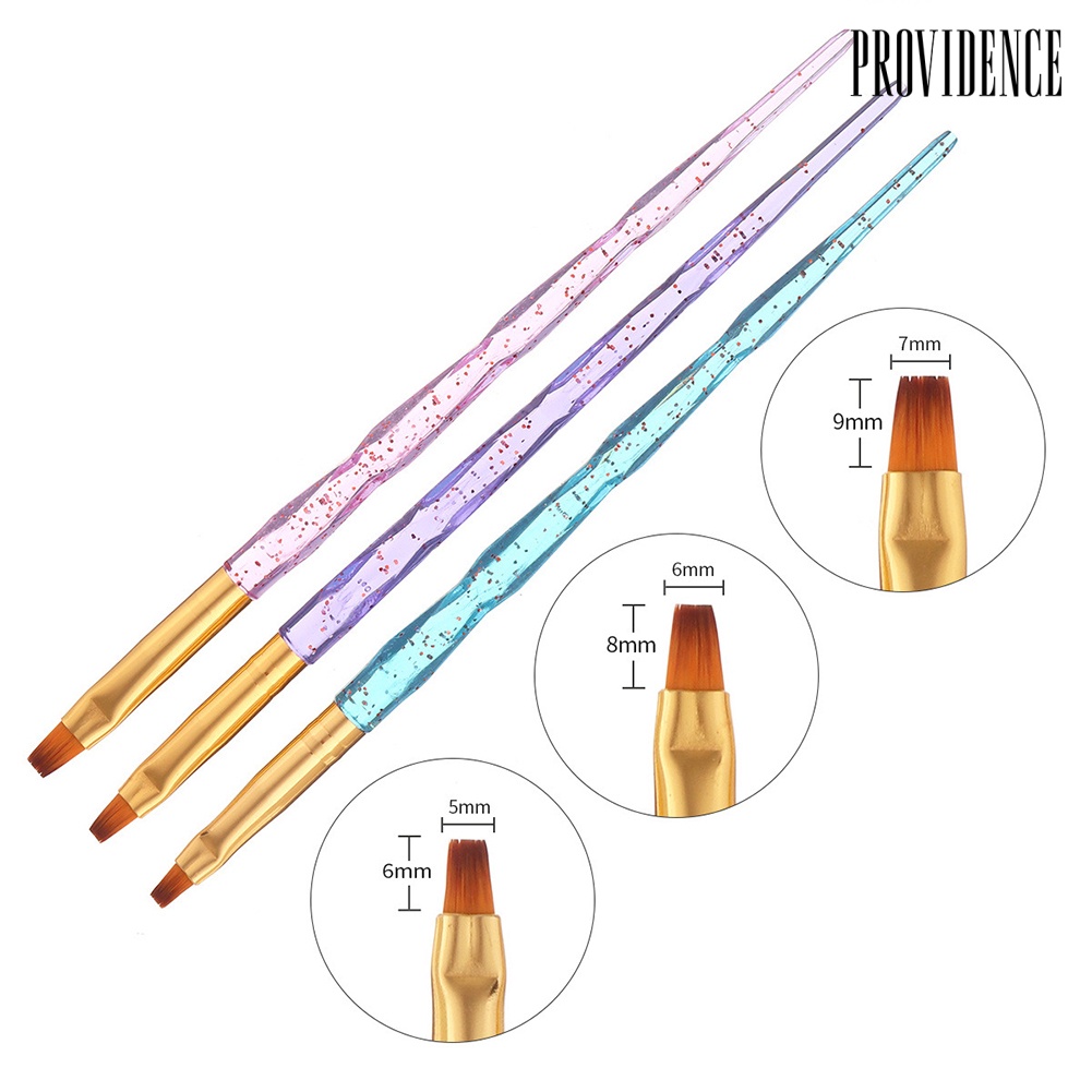 Providence 3Pcs/Set Nail Art Acrylic UV Gel Extension Builder Painting Brush Drawing Pens