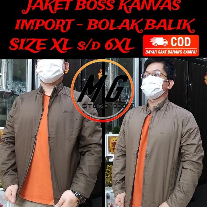JAKET BOSS IMPORT CLASSIC BOLAK BALIK JUMBO BIG SIZE PRIA MURAH