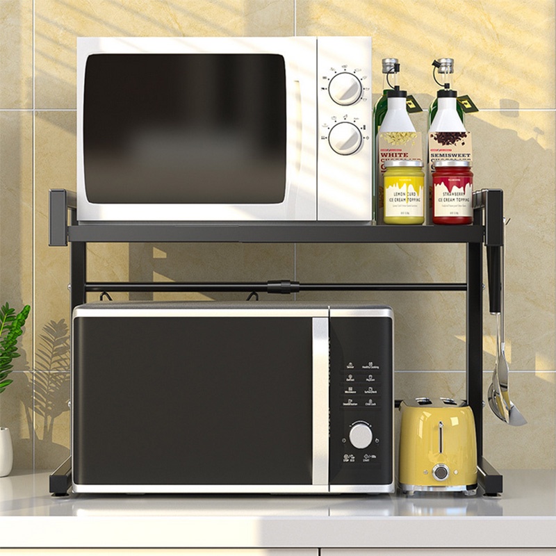 Rak Serbaguna Rak Microwave Rak Bumbu Dapur Portable Rak Panci Rak Oven Rak Besi Tempat Penyimpanan