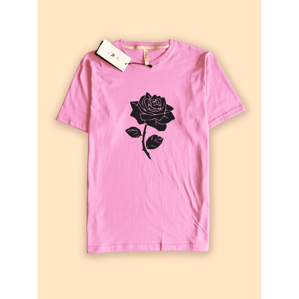 kaos tshirt premium desain bunga mawar hitam valentine