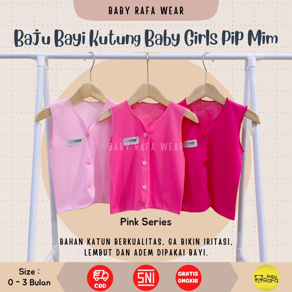 Baju Bayi Tangan Kutung BABY GIRLS Size 0 - 3 Bulan merk SNI PIP MIM - PINK SERIES