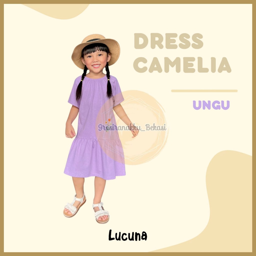 Dress Anak Camelia Lucuna Warna Ungu Size 1-5 THN