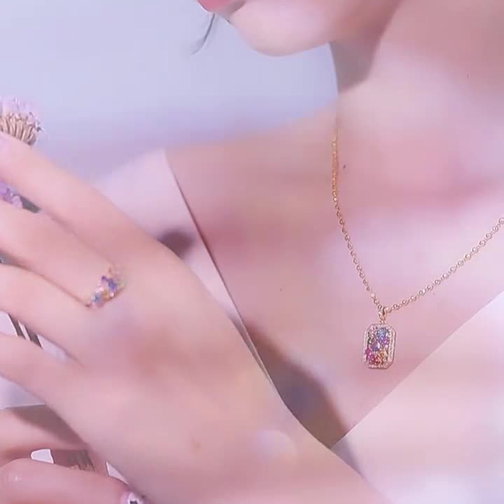 Hu Hu Hu Hu Hu Alat Bantu Pasang Kacamata♡ Kalung Liontin Cincin Berlian Imitasi Model Terbuka Gaya Vintage Untuk Wanita