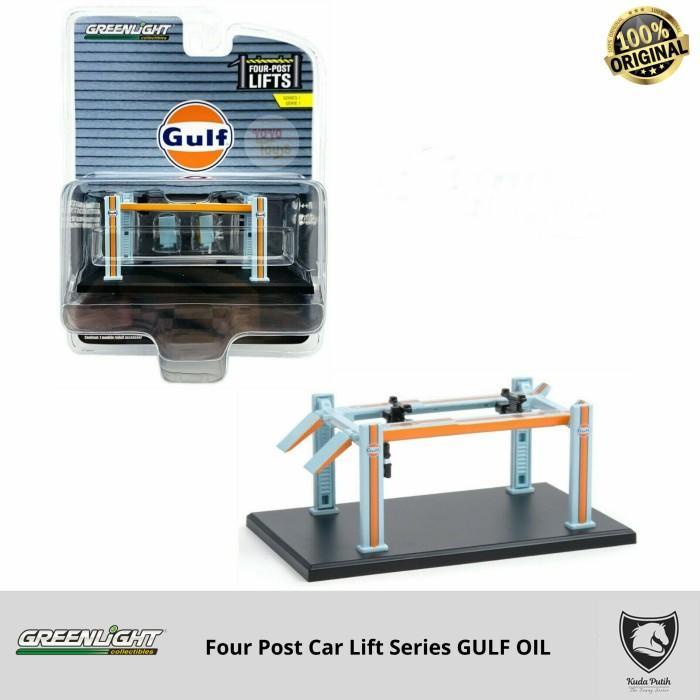 Greenlight 1/64 Gulf Oil Four Post Car Lift Series Auto Body Shop By Eastern
