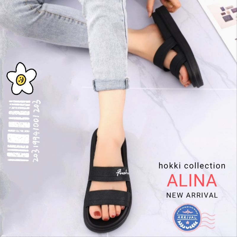 Sandal wedges karet jelly wanita import ban dua terbaru