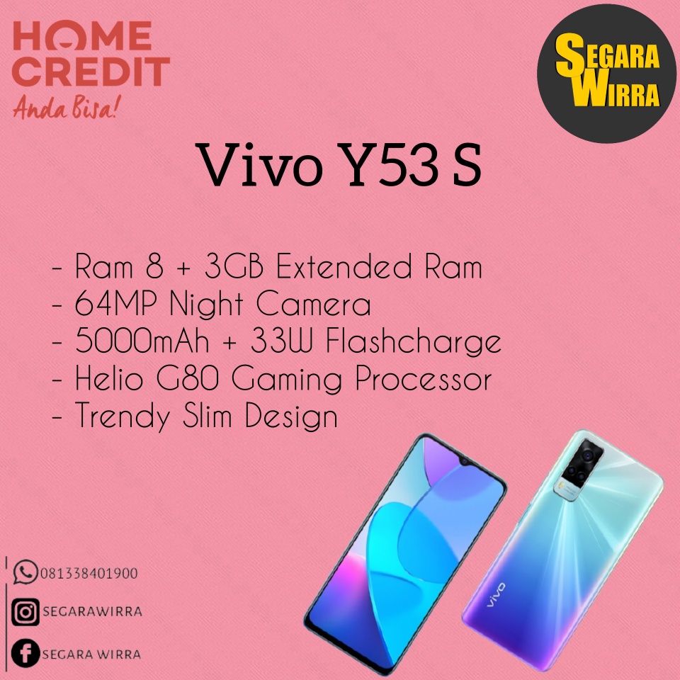 Vivo Y53s Ram 8GB exterded 4GB internal 128 , Segarawirra , Terbaru