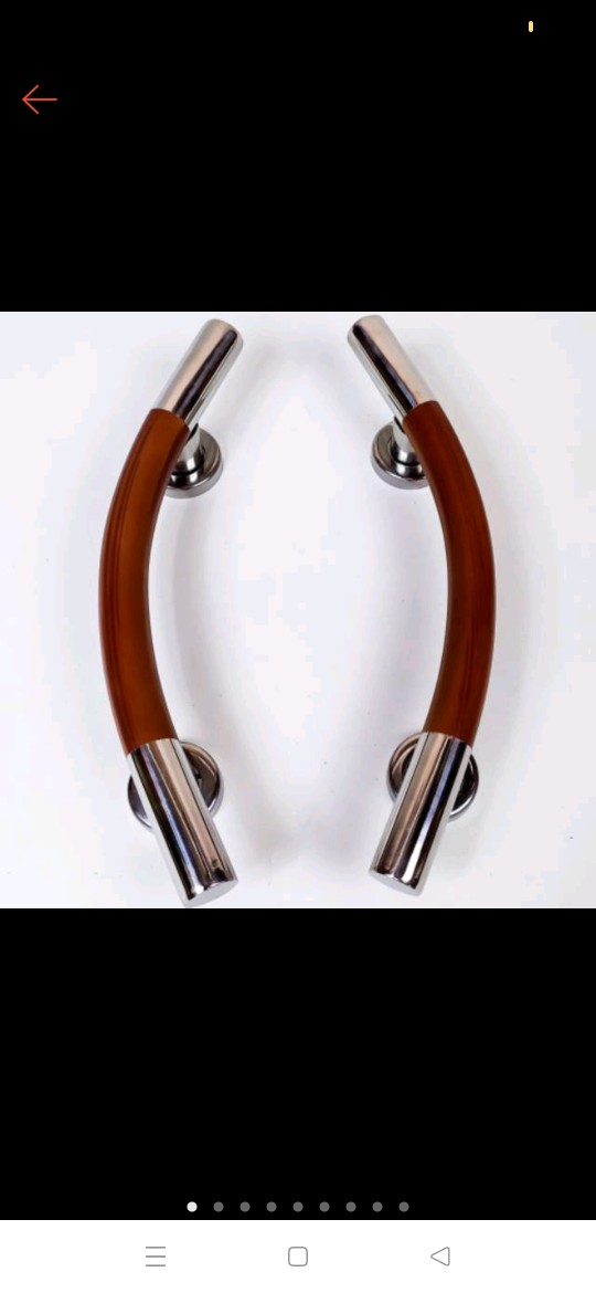 Handle Pintu Rumah 25 Cm Bulat Sabit D2cm Tarikan Pintu Kayu Gagang Pintu Kunci Pintu Natural Coklat