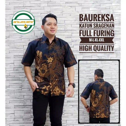 Baureksa Batik Lengan Pendek Full Furing Katun Halus Sragenan Hq Size M-xxl Batik Solo