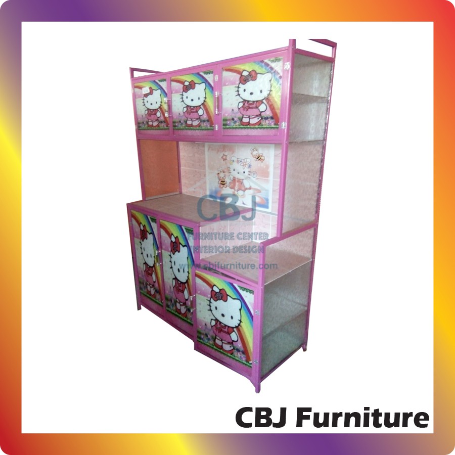 Rak Piring Aluminium 3 Pintu - Keramik - Hello Kitty - Khusus Jabodetabek
