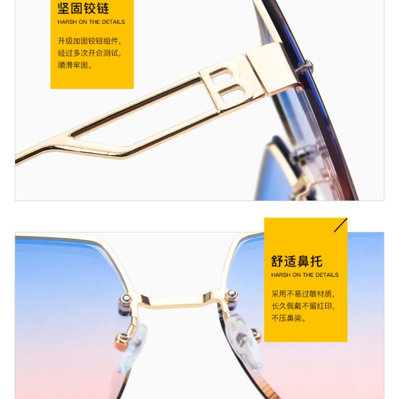 (YUZHU) COD INS Style Oversized Square Frame Fashion Kacamata Tanpa Bingkai Wanita