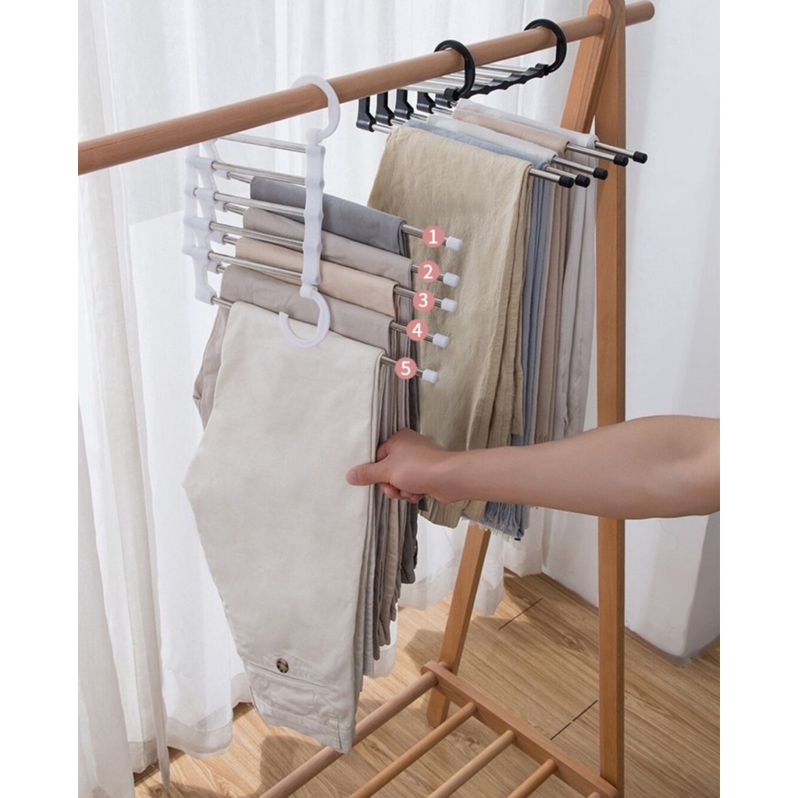 Castok Gantungan Baju Besi Kamar Lipat 5in1 Stainless Magic Hanger Gantungan Handuk Hanger Hijab Jilbab Susun Hanger Kapstok Tempat Gantungan Kerudung Kastok Baju Jilbab