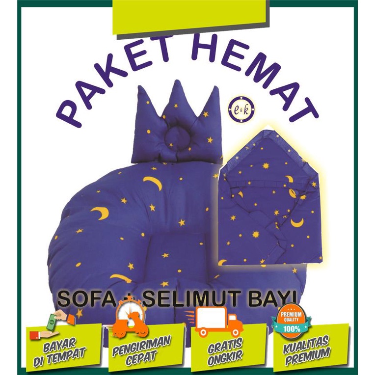 PAKET HEMAT!! Sofa Bayi Multifungsi Kasur Bayi + Selimut Topi Bayi Karakter