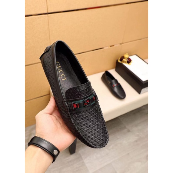 sepatu loafer gc mirror quality shoes men slip on cowok hitam P1SHOES