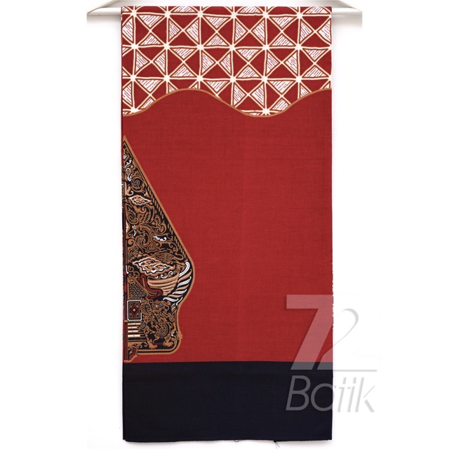 KAIN BATIK PREMIUM Bahan Katun Motif Wayang Warna Merah Hitam Putih 728065 Cap 72 Jarik Jarit Samping Kebat Panjang Batik Katun Modern Premium Bahan Seragam Batik Pernikahan Kantor Keluarga Murah Kamen Jadi Batik Bali Lembaran