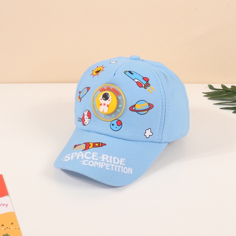 Topi Baseball Anak Balita Impor Space Ride Competition Lampu / Toddler Kid Baseball Hat-Biru muda