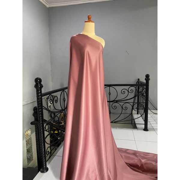 Kain Dasar Satin Saten Silk Velvet Premium Furing Bahan Kebaya Inner Kebaya Gamis Bisa Untuk Baground Foto Produk Warna Rose Bronze