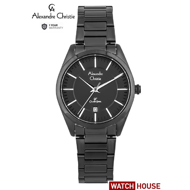 ALEXANDRE CHRISTIE AC 8579 AC8579 AC8579LD 8579 BLACK ANALOG ORIGINAL WATCH JAM TANGAN WANITA TALI S