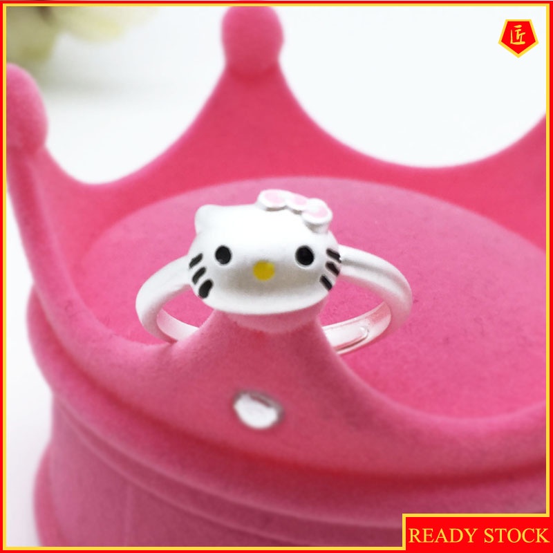 [Ready Stock]Women's Cartoon Cat Silver Ring Cute Personality