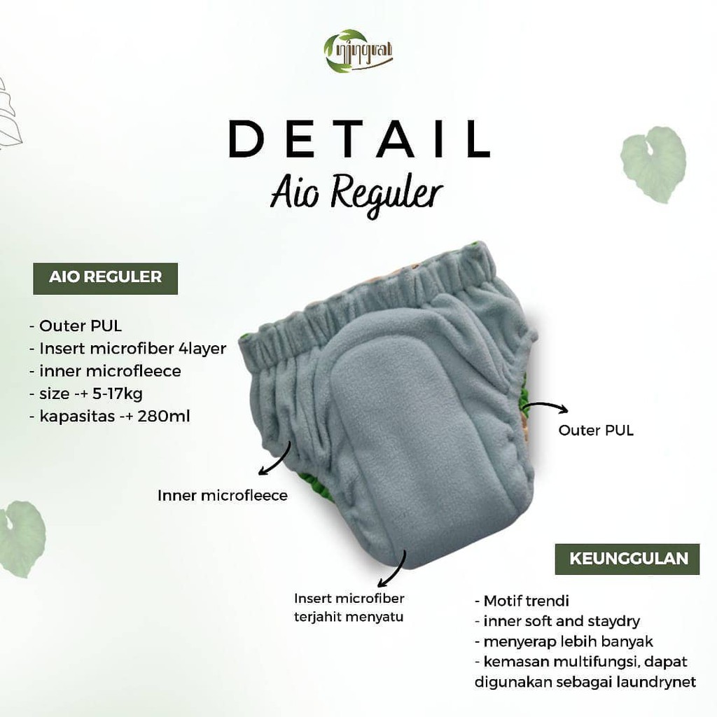 Ningrat Cloth Diapers Clodi Pants AIO Reguler Jumbo Popok Kain Modern Cuci Ulang Ramah Lingkungan