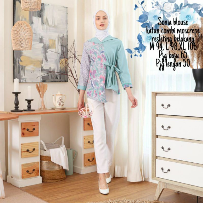 BAJU BATIK WANITA MODERN MONALISA GENES M,L,XL asli PEKALONGAN