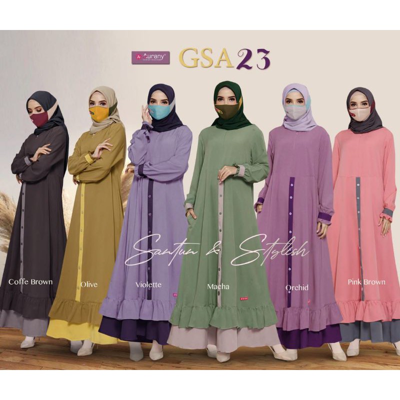 [BISA COD] GAMIS CANTIK AURANY GSA23 / DRESS MUSLIM / BAJU WANITA MUSLIMAH / BAJU MUSLIM WANITA